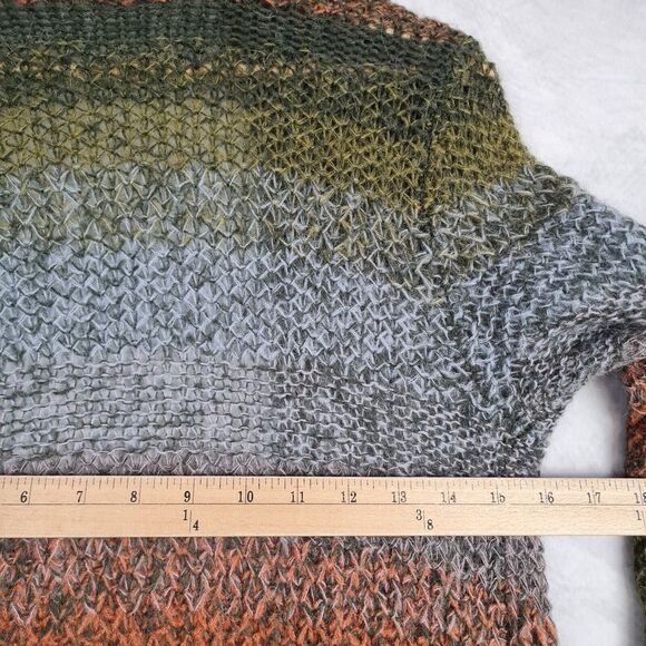 Anthropologie Duster Cardigan Womens OS Gray Striped Open Knit Lightweight - Picture 13 of 16